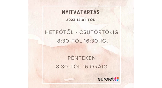 Új nyitvatartás 2023.12.01-től!
